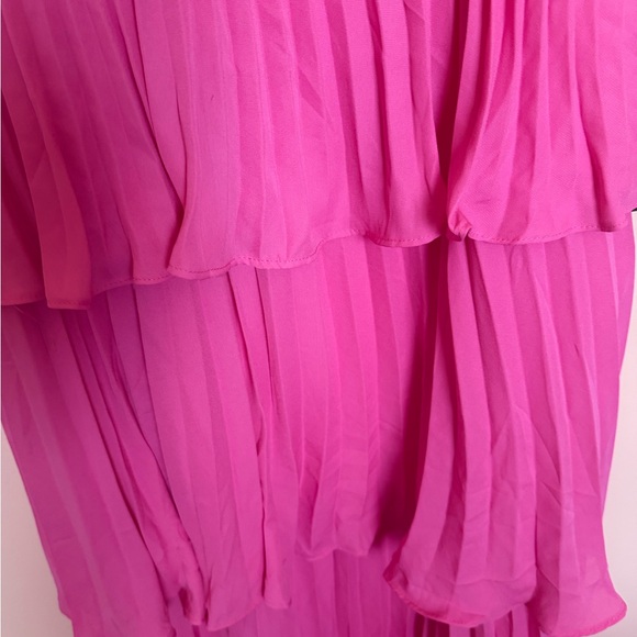 Lulus Cascading Crush Hot Pink Tiered Midi Dress - Size L - Picture 10 of 10